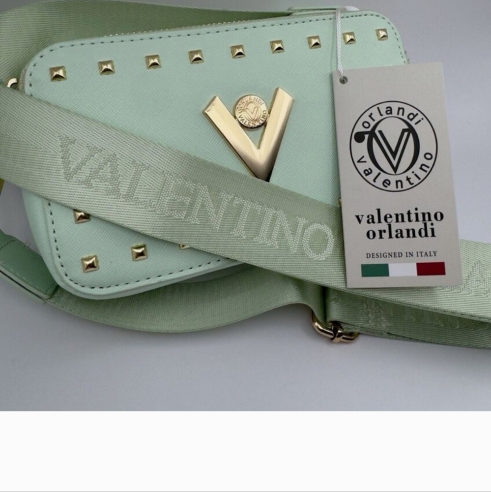 Valentino Orlandi NWT MINT Green Double Zip Bag $159 RETAIL - Picture 5 of 9